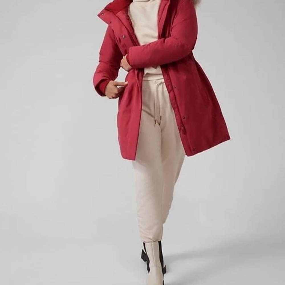 NWT ATHLETA Red Outbound Down Parka Waterproof Jacket Women Size Medium Raincoat - Picture 4 of 14